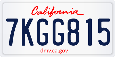 CA license plate 7KGG815