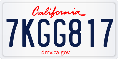 CA license plate 7KGG817