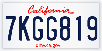 CA license plate 7KGG819