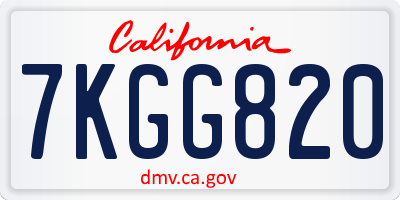 CA license plate 7KGG820