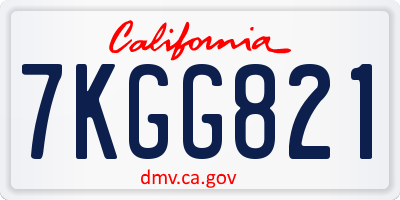 CA license plate 7KGG821