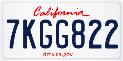 CA license plate 7KGG822