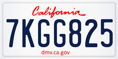 CA license plate 7KGG825