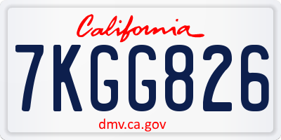 CA license plate 7KGG826