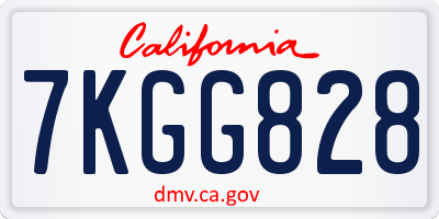 CA license plate 7KGG828