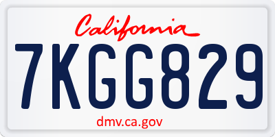CA license plate 7KGG829