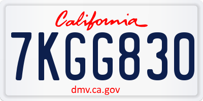 CA license plate 7KGG830
