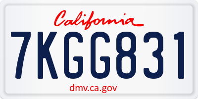 CA license plate 7KGG831