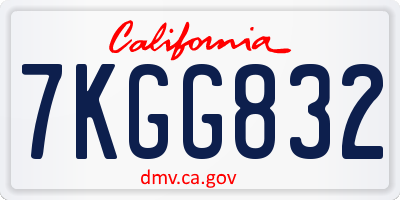 CA license plate 7KGG832