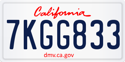 CA license plate 7KGG833
