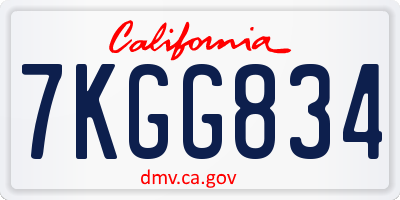 CA license plate 7KGG834
