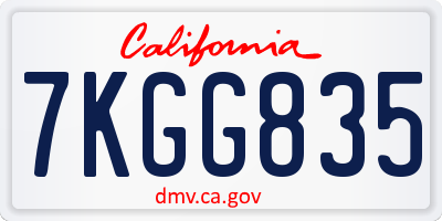 CA license plate 7KGG835