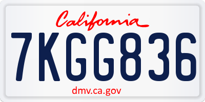CA license plate 7KGG836