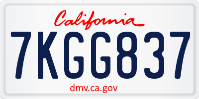 CA license plate 7KGG837