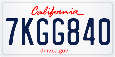 CA license plate 7KGG840