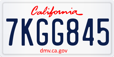 CA license plate 7KGG845