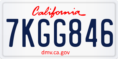 CA license plate 7KGG846