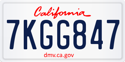 CA license plate 7KGG847