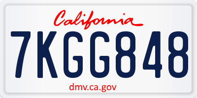CA license plate 7KGG848