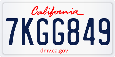 CA license plate 7KGG849