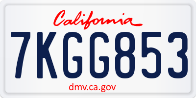 CA license plate 7KGG853