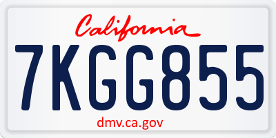 CA license plate 7KGG855