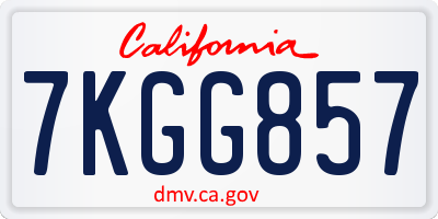 CA license plate 7KGG857