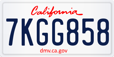 CA license plate 7KGG858
