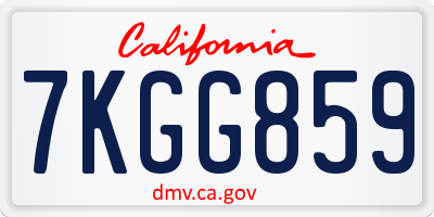 CA license plate 7KGG859