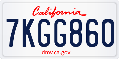 CA license plate 7KGG860