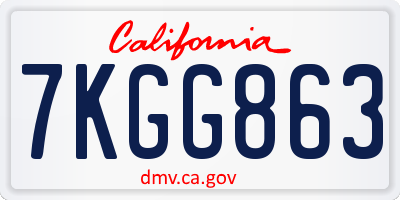 CA license plate 7KGG863