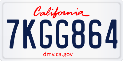 CA license plate 7KGG864