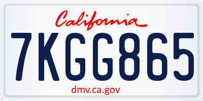 CA license plate 7KGG865