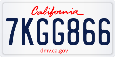 CA license plate 7KGG866