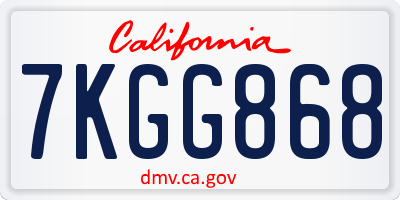 CA license plate 7KGG868