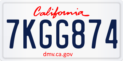 CA license plate 7KGG874