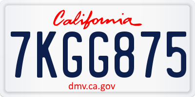 CA license plate 7KGG875