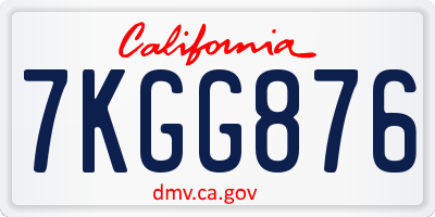 CA license plate 7KGG876
