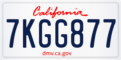 CA license plate 7KGG877