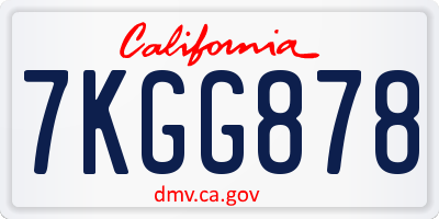CA license plate 7KGG878