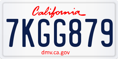CA license plate 7KGG879