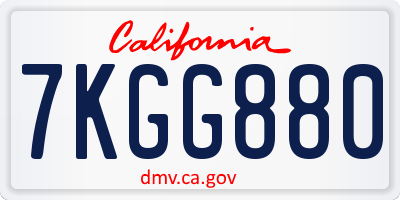 CA license plate 7KGG880