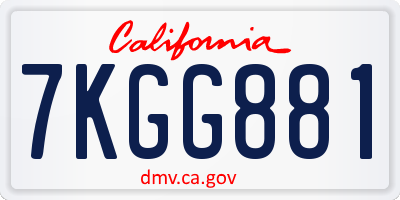 CA license plate 7KGG881