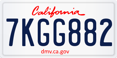 CA license plate 7KGG882