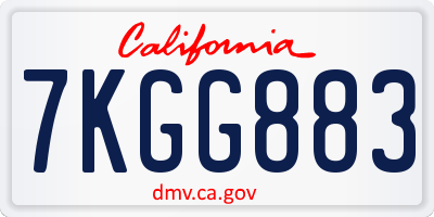 CA license plate 7KGG883