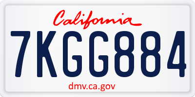 CA license plate 7KGG884