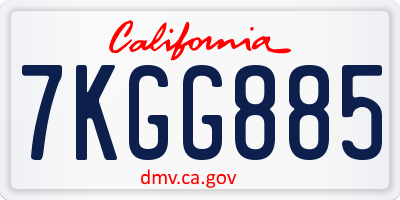 CA license plate 7KGG885