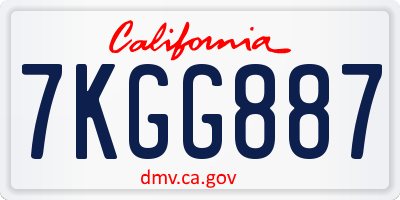 CA license plate 7KGG887