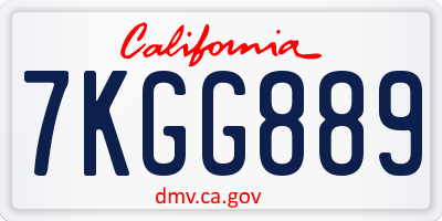 CA license plate 7KGG889