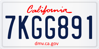 CA license plate 7KGG891